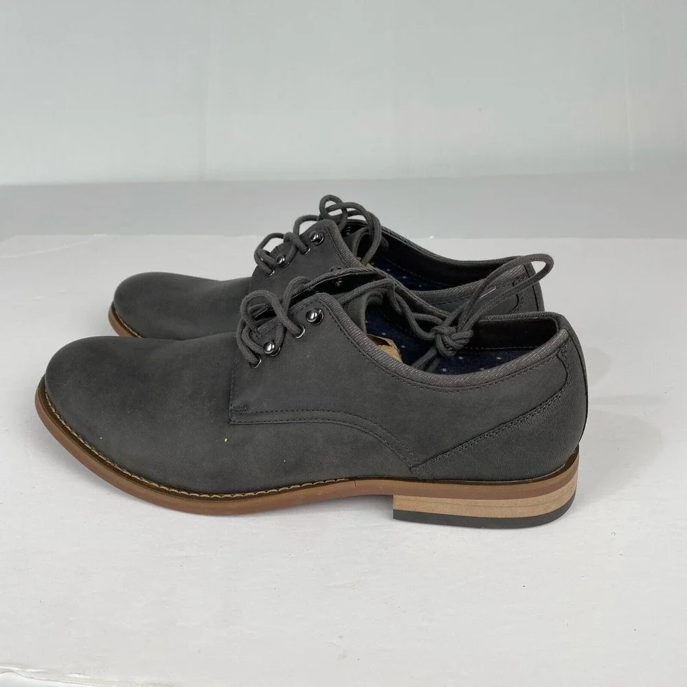 RYE Hawker Men's Dress Shoes Size 10 Formal Oxfords Grey Leather Lace Up Low Toe